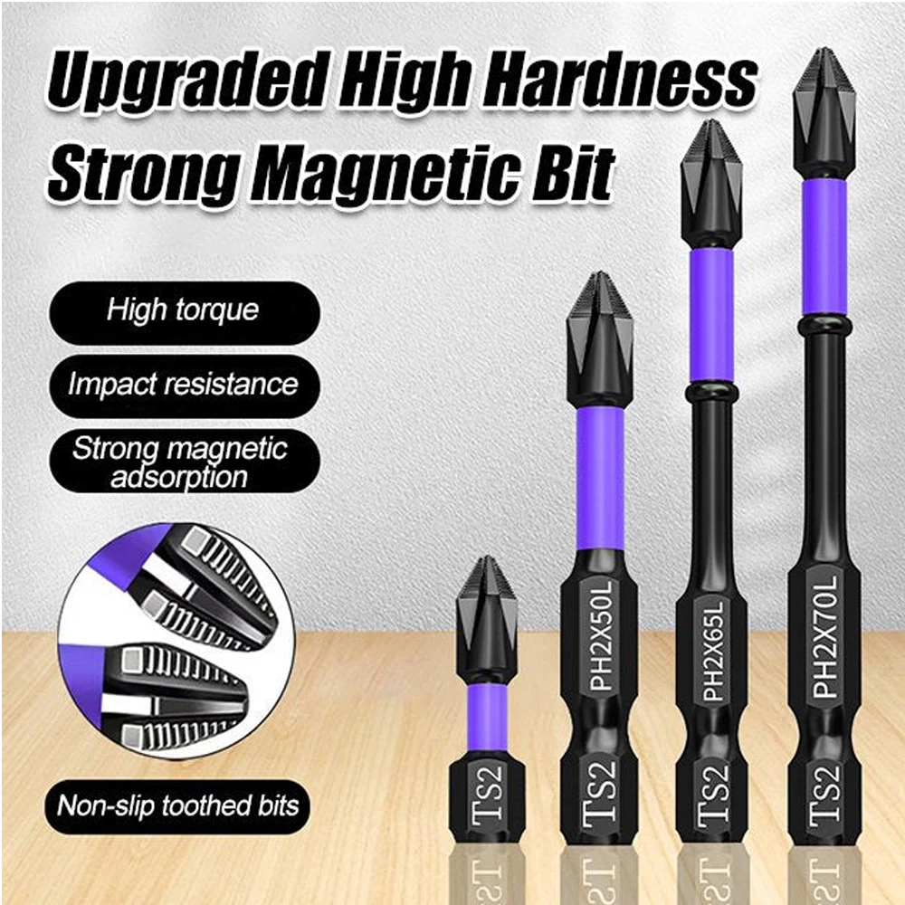 

Electric Hand Drill Screw Set 6PCS Upgraded High Hardness And Strong Magnetic Bit 25/65/70/90/150mm Non-slip Cross High Hardness