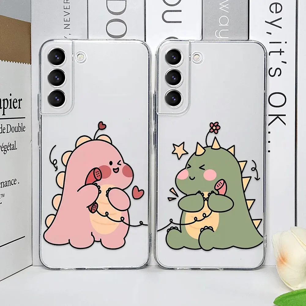 Cute Green Pink Dinosaur Couple Phone Case for Samsung Galaxy S25 S24 S23 S22 S21 Ultra Plus FE clear Soft Covers Paired Fundas Cute Green Pink Dinosaur Couple Phone Case for Samsung Galaxy S25 S24 S23 S22 S21 Ultra Plus FE clear Soft Covers Paired Fundas