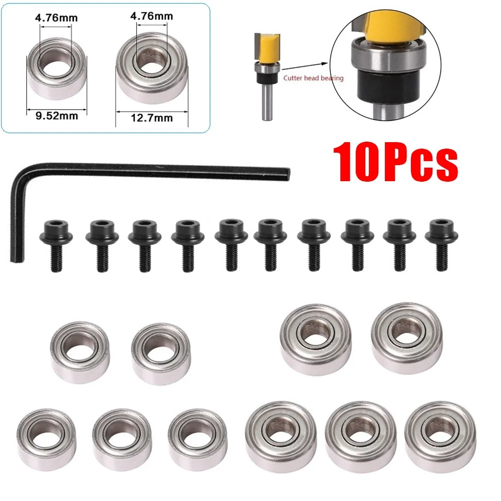 10Pcs Router Bits Top Mounted Ball Bearings Guide Screw Hex Key Wrench Set For Wood Milling Cutter Repair Hardware Accessory Kit
10Pcs Router Bits Top Mounted Ball Bearings Guide Screw Hex Key Wrench Set For Wood Milling Cutter Repair Hardware Accessory Kit