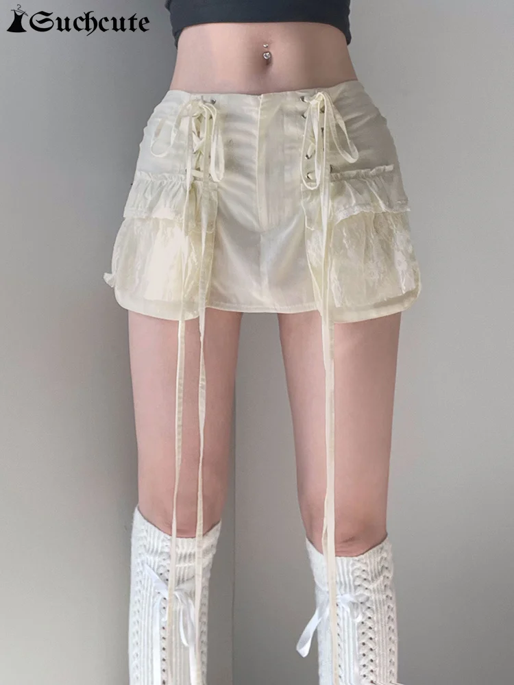 SUCHCUTE Ribbon Mini Skirt Women Sweet Girls Bandage Lace Pocket Zipper Slim Fit Thin Skirt Fashion Y2K Fairycore Kawaii Clothes
SUCHCUTE Ribbon Mini Skirt Women Sweet Girls Bandage Lace Pocket Zipper Slim Fit Thin Skirt Fashion Y2K Fairycore Kawaii Clothes