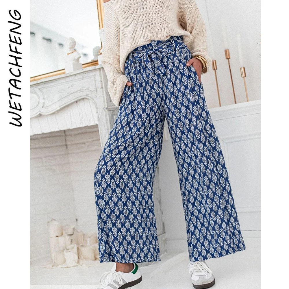 Casual Loose Wide Leg Long Pants Summer Floral Printed Women Clothes Elegant Vintage Blue Elastic High Waist Fashion Trousers
Casual Loose Wide Leg Long Pants Summer Floral Printed Women Clothes Elegant Vintage Blue Elastic High Waist Fashion Trousers