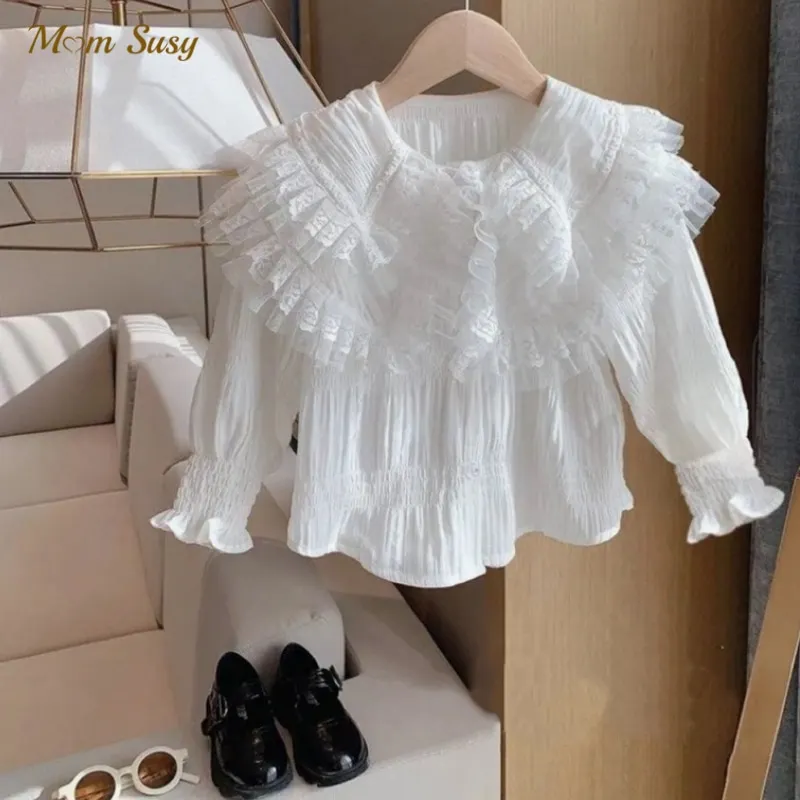 Baby Girl Princess Lace Collar Shirt Long Flare Sleeve Toddler Child Ruffle Blouses Solid Color Spring Autumn Baby Clothes 2-12Y
Baby Girl Princess Lace Collar Shirt Long Flare Sleeve Toddler Child Ruffle Blouses Solid Color Spring Autumn Baby Clothes 2-12Y