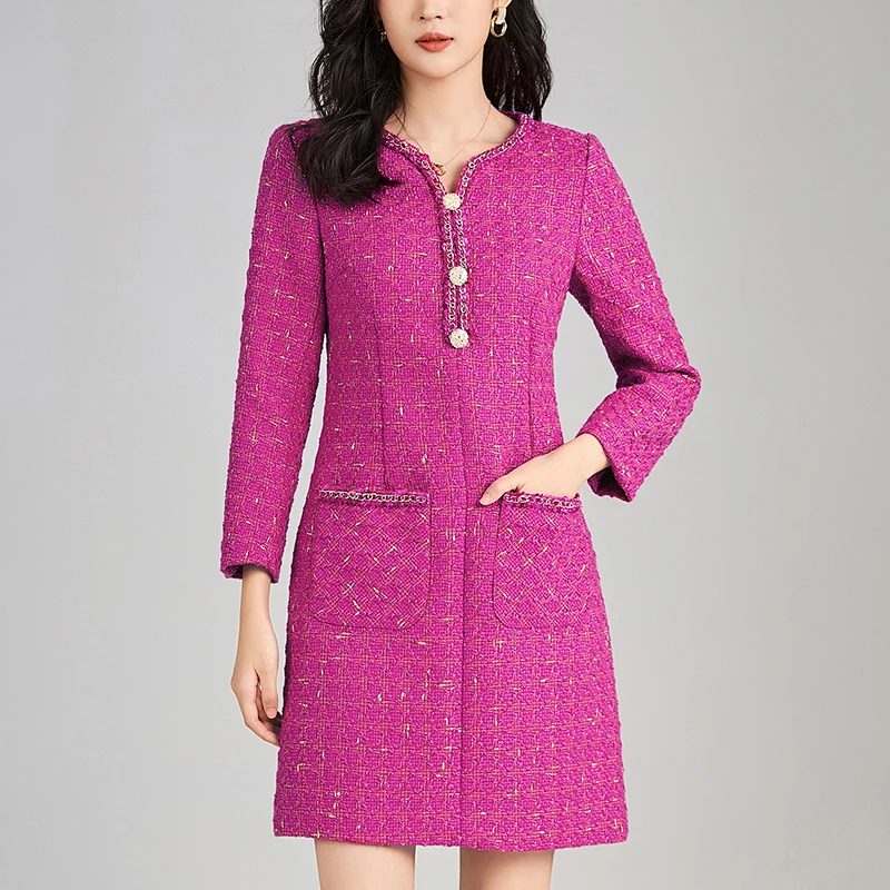 Elegant Party Dresses For Women Autumn Winter V-neck Women's Clothing Vintage Tweed Dress A-line Office Lady Work Wear Dress
Elegant Party Dresses For Women Autumn Winter V-neck Women's Clothing Vintage Tweed Dress A-line Office Lady Work Wear Dress