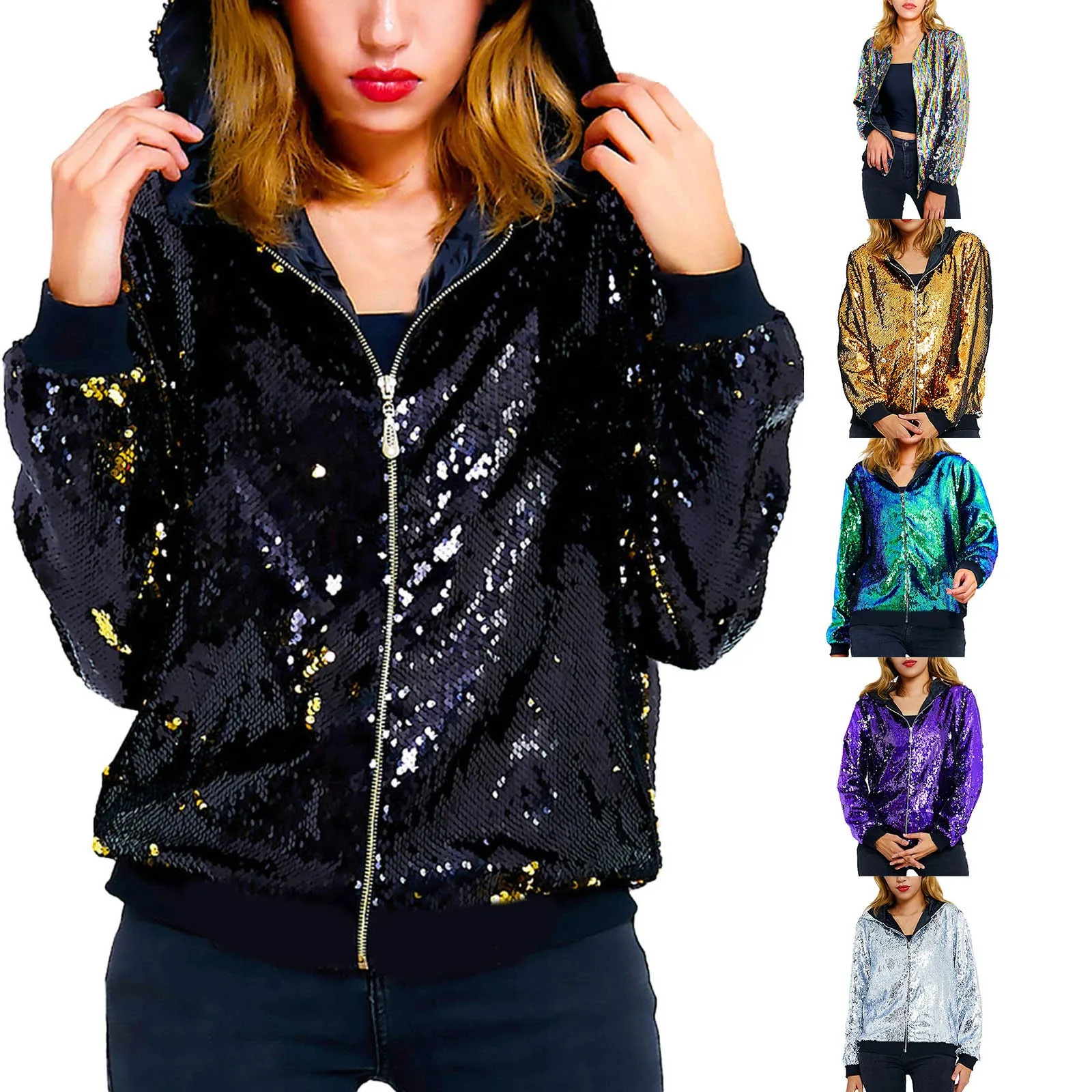 Women Sequins Sequin Hoodie Jacket Casual Long Sleeve Glitter Party Shiny Coat Rave Outerwear Women's Jackets Casual
Women Sequins Sequin Hoodie Jacket Casual Long Sleeve Glitter Party Shiny Coat Rave Outerwear Women's Jackets Casual