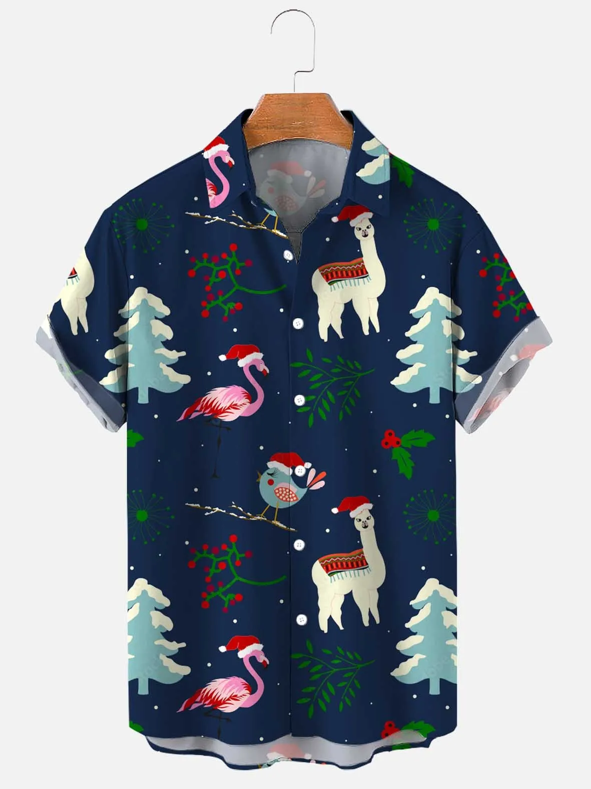 DUTRIEUX Men's Christmas Print Casual Breathable Short Sleeve Hawaiian Shirt 
DUTRIEUX Men's Christmas Print Casual Breathable Short Sleeve Hawaiian Shirt