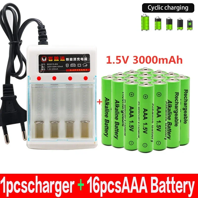 100%New Original AAA Battery Rechargeable Battery AAA1.5V 3000mAh Rechargeable Alcalinas Drummey+Charger Shaver Clock Battery
100%New Original AAA Battery Rechargeable Battery AAA1.5V 3000mAh Rechargeable Alcalinas Drummey+Charger Shaver Clock Battery