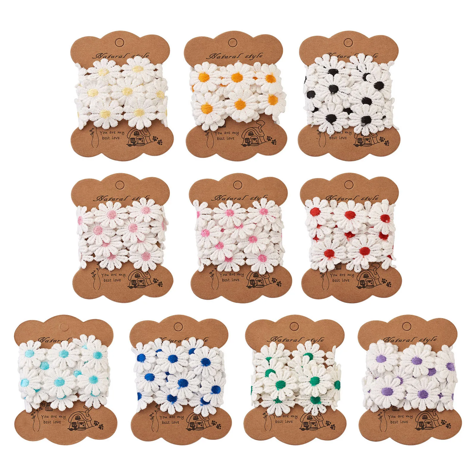 10yards/set Polyester Lace Trim Daisy Pattern Ten Colors For Fashion Handmade Necklace Jewelry Making Crafts Garment Decoration
10yards/set Polyester Lace Trim Daisy Pattern Ten Colors For Fashion Handmade Necklace Jewelry Making Crafts Garment Decoration