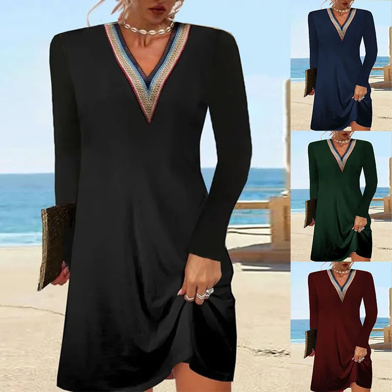 2023 Elegant and Comfortable V-neck Party Dress Women's Autumn Winter Fashion Solid Color Casual Pullover Long Sleeve Dress
2023 Elegant and Comfortable V-neck Party Dress Women's Autumn Winter Fashion Solid Color Casual Pullover Long Sleeve Dress