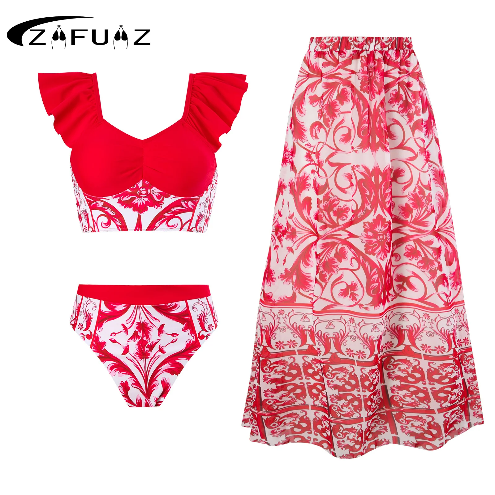 2023 New Ruffle Swimwear Female V Neck Two Pieces Swimsuit for Women High Waist Biquini Beach Dress Elegant Bathing Suit Summer
2023 New Ruffle Swimwear Female V Neck Two Pieces Swimsuit for Women High Waist Biquini Beach Dress Elegant Bathing Suit Summer