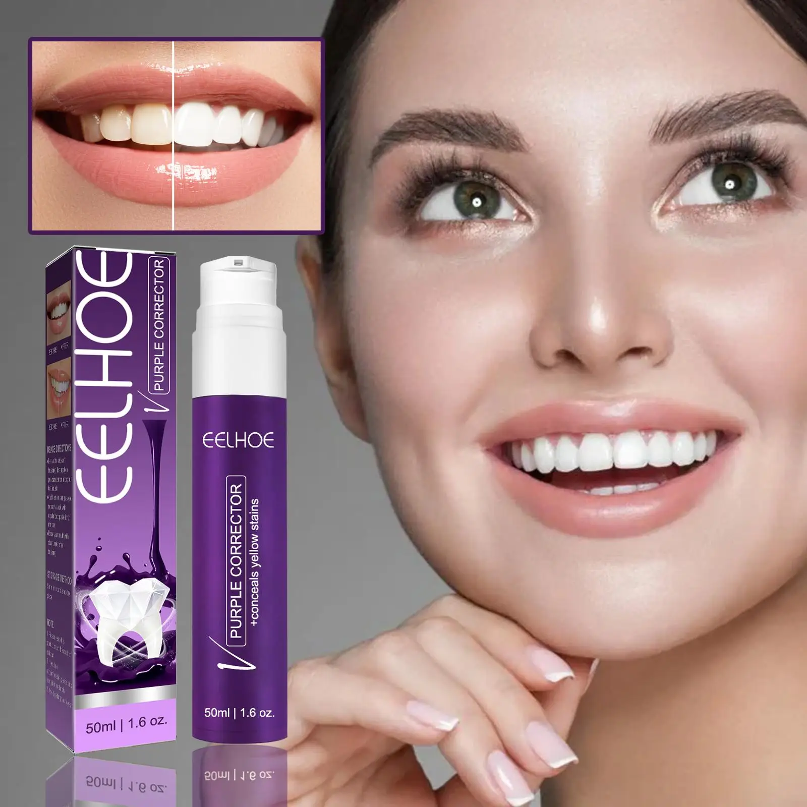 

New Purple Whitening Toothpaste Mousse V34 Color Tooth Correction Whitener Teeth Removes Stains Oral Hygiene Cleaning For A A1N4