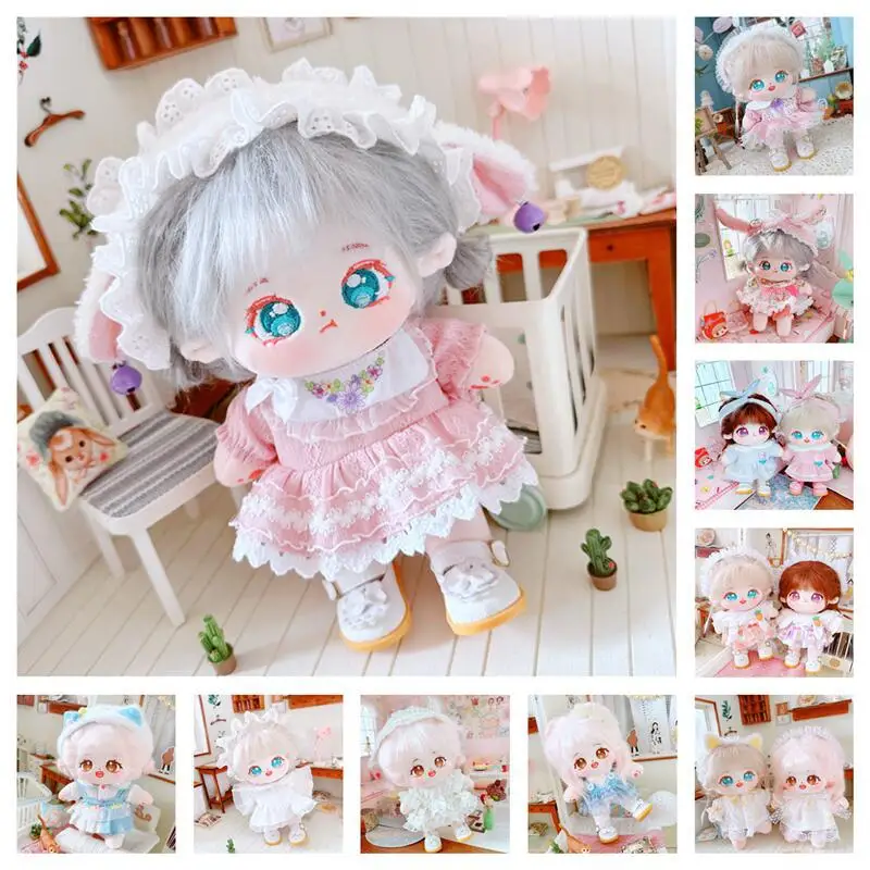 

20cm Plush Doll Clothes Outfit Accessories for Korea Kpop Idol Dolls DIY Skirt Jumpsuit Clothing Hair Band Fans Collection Gifts