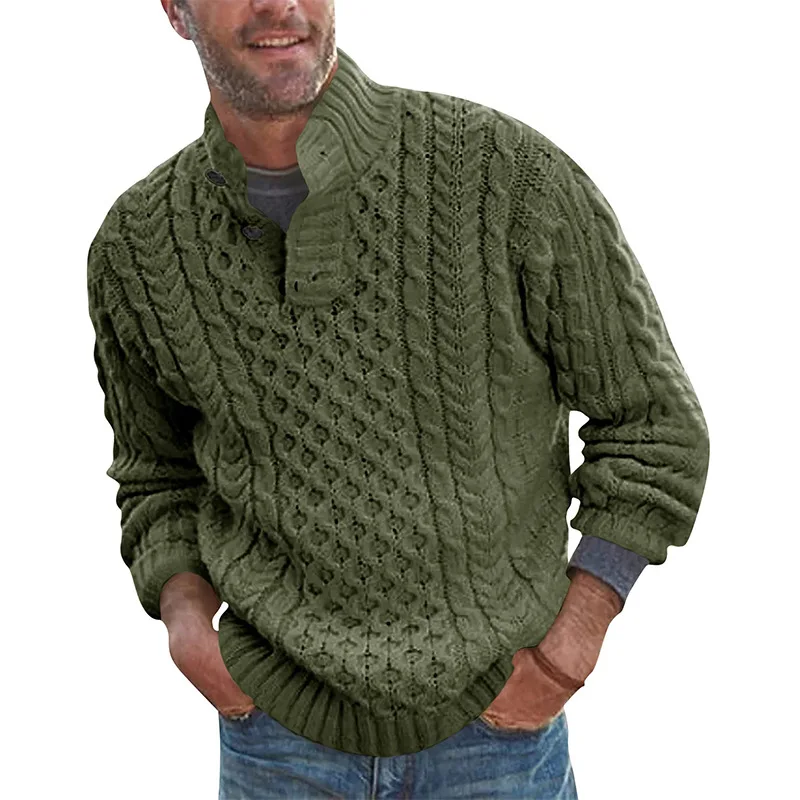Casual Solid Color Knitting Sweaters Men Fall Fashion Loose Button-up Mock Neck Sweater for Mens Winter Knitted Jumpers
Casual Solid Color Knitting Sweaters Men Fall Fashion Loose Button-up Mock Neck Sweater for Mens Winter Knitted Jumpers