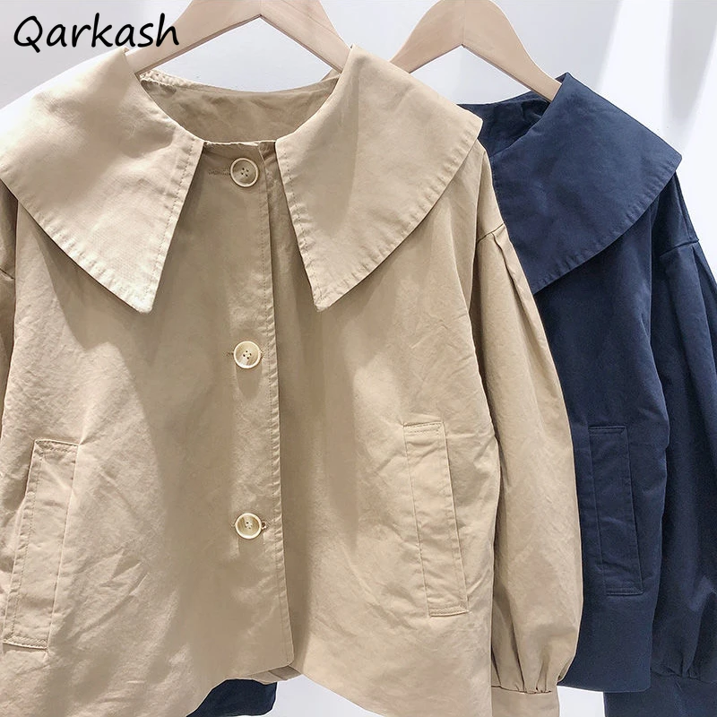 Jackets Women Peter Pan Collar Loose Cropped Coats Korean Style Chic Ulzzang Streetwear Commuting Students Khaki Classic Vintage
Jackets Women Peter Pan Collar Loose Cropped Coats Korean Style Chic Ulzzang Streetwear Commuting Students Khaki Classic Vintage