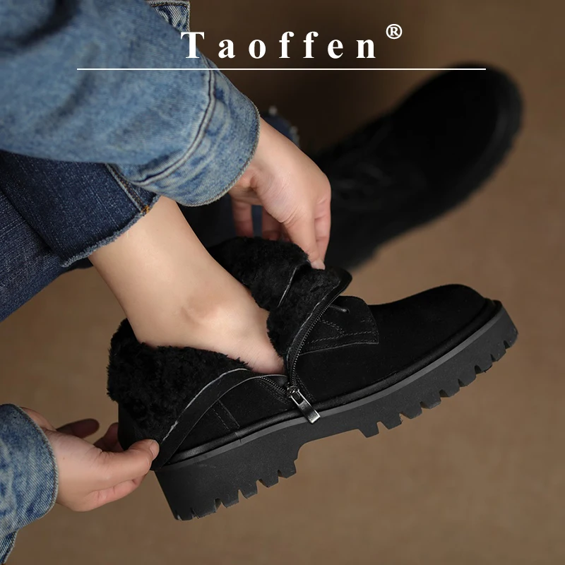 Taoffen Casual Ankle Boots For Women Winter Wool Keep Warm Square Heel Thick Bottom Non-slip Booties With Zipper Lace Up Shoes
Taoffen Casual Ankle Boots For Women Winter Wool Keep Warm Square Heel Thick Bottom Non-slip Booties With Zipper Lace Up Shoes