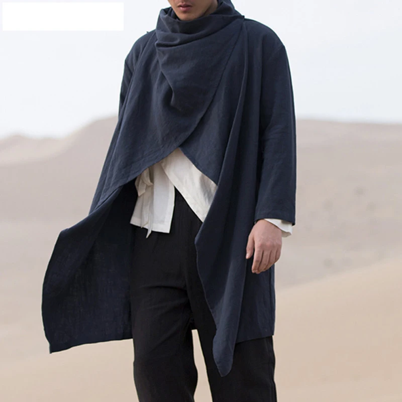 2023 Men Retro Jackets Trench Windbreaker Solid Scarf Collar Casual Irregular Long Sleeve Cloak Cotton Stylish Mens Windbreaker
2023 Men Retro Jackets Trench Windbreaker Solid Scarf Collar Casual Irregular Long Sleeve Cloak Cotton Stylish Mens Windbreaker