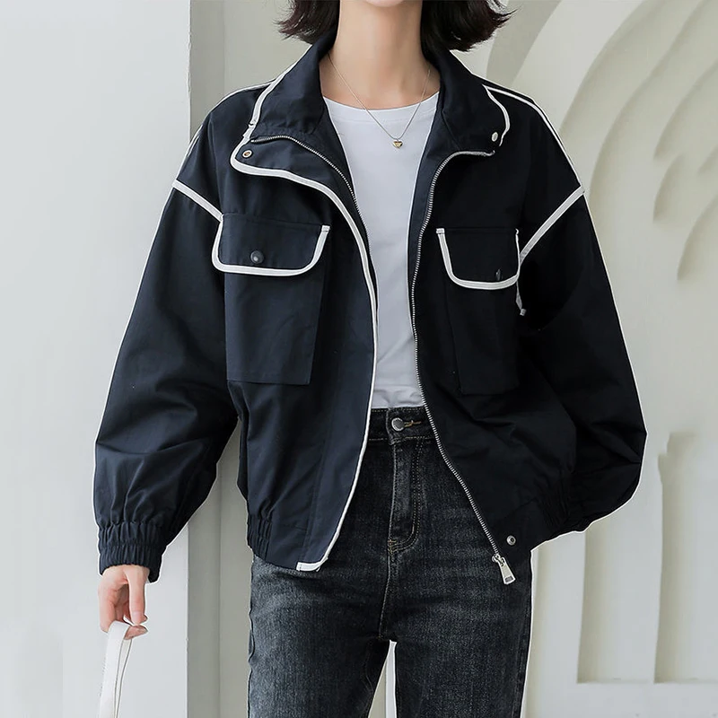Streetwear Stand Collar Bomber Jacket 2023 New Women's Zipper Big Pocket Jacket Female Spring Autumn Basic Baseball Jacket
Streetwear Stand Collar Bomber Jacket 2023 New Women's Zipper Big Pocket Jacket Female Spring Autumn Basic Baseball Jacket