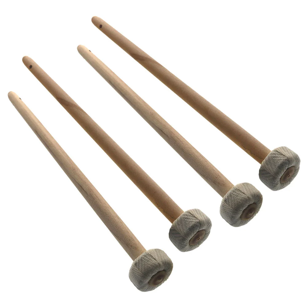 

4 Pcs Drumstick Gong Mallet Performance Drumsticks Musical Instrument Mallets Solid Wood Cotton Chinese Percussion