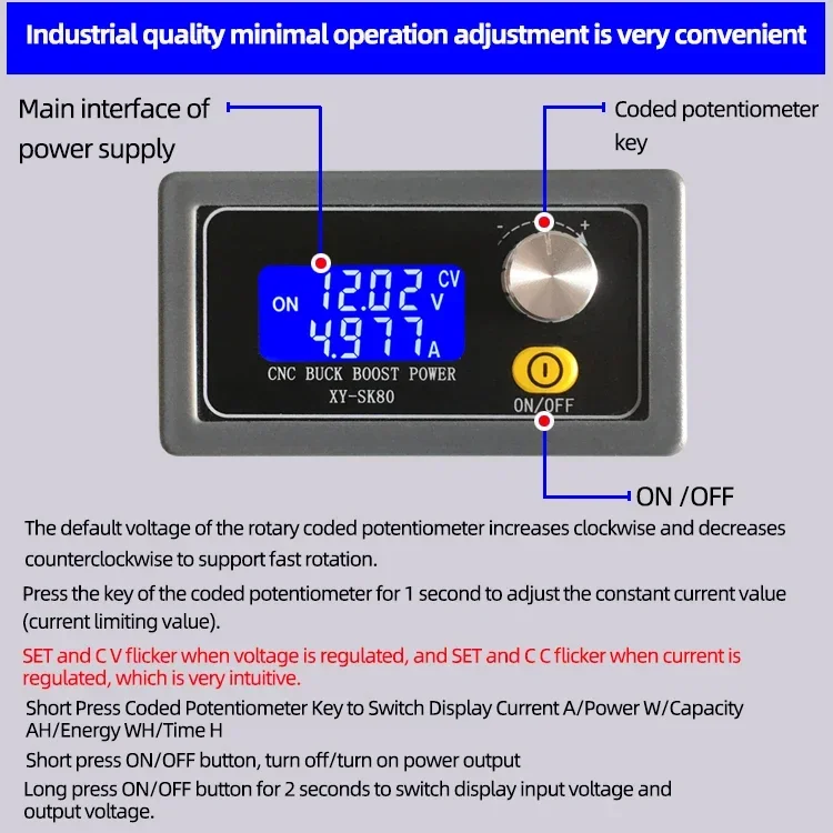 

DC DC Buck Boost Converter CC CV 0.6-36V 5A Power Module Adjustable Regulated power supply For arduino Module Board NEW