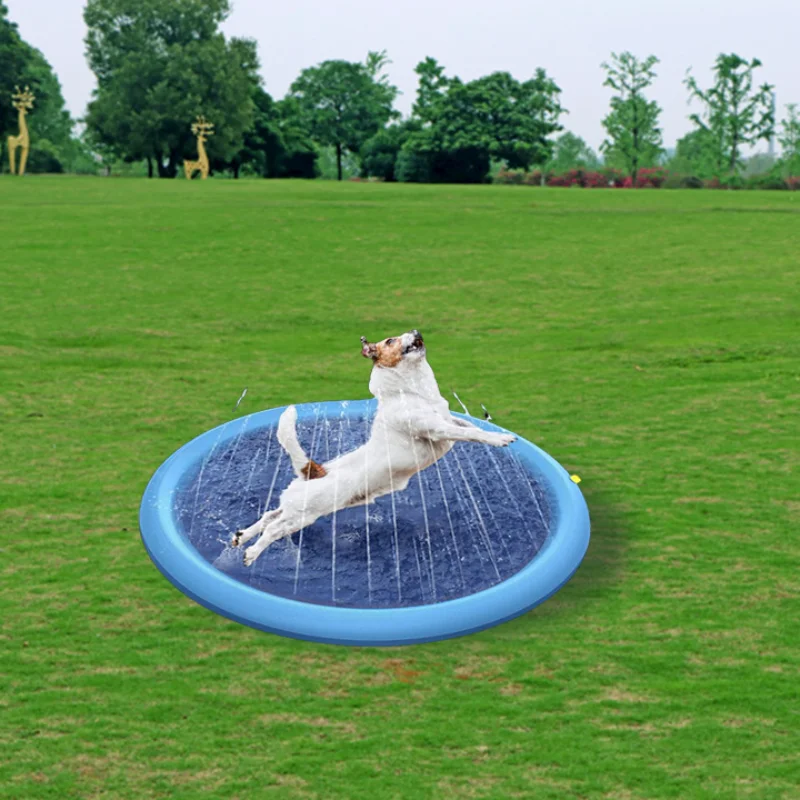 

150*150cm Pet Sprinkler Pad Play Cooling Mat Swimming Pool Inflatable Water Spray Pad Mat Tub Summer Cool Dog Bathtub for Dogs