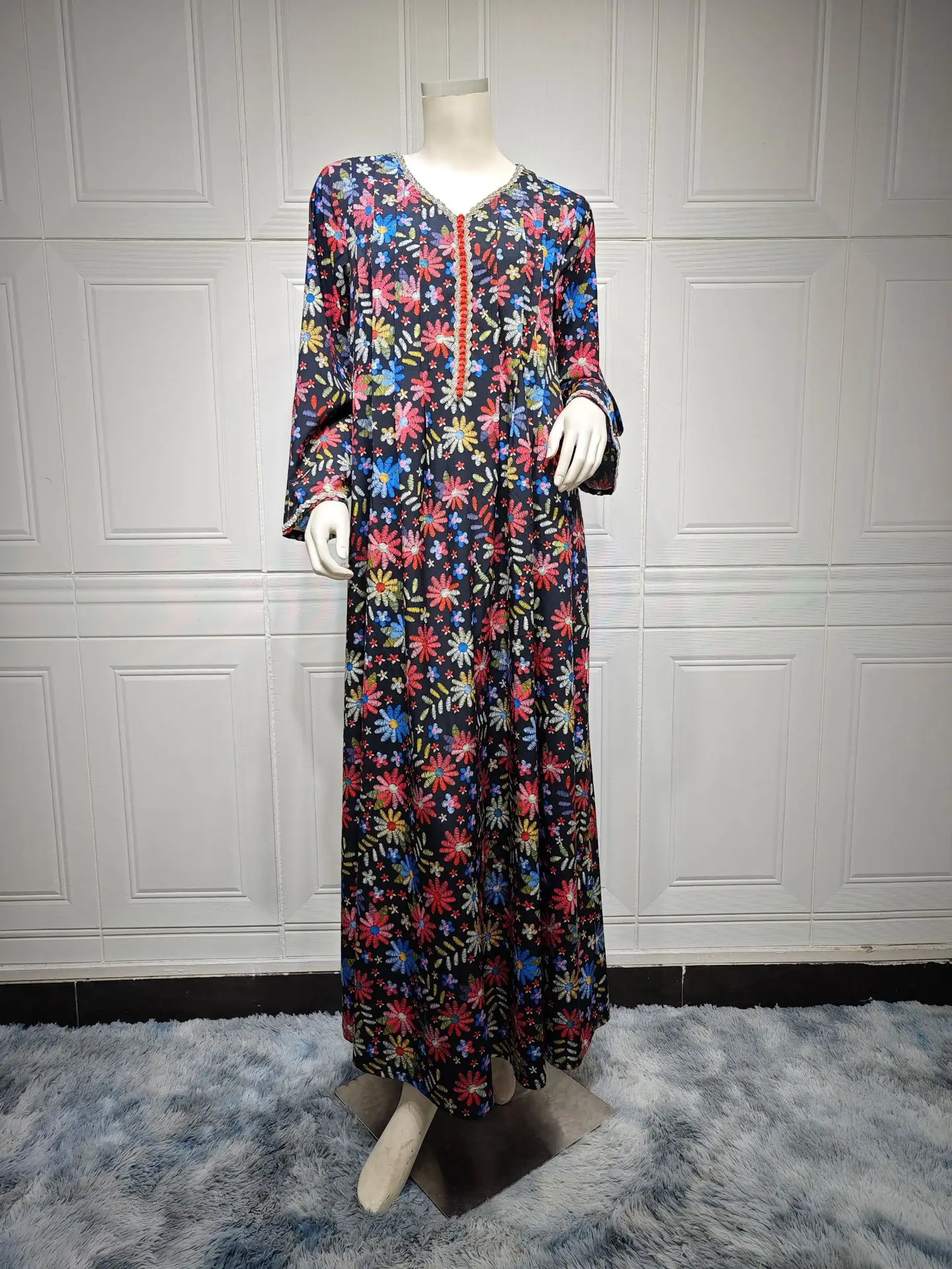 فستان عباية إسلامية للنساء ، مطبوع بالورود ، الماس ، الجلابية ، فساتين حفلات المغرب ، قفطان إسلام فيستدوس ، رداء عربي طويل ، دبي فستان عباية إسلامية للنساء ، مطبوع بالورود ، الماس ، الجلابية ، فساتين حفلات المغرب ، قفطان إسلام فيستدوس ، رداء عربي طويل ، دبي