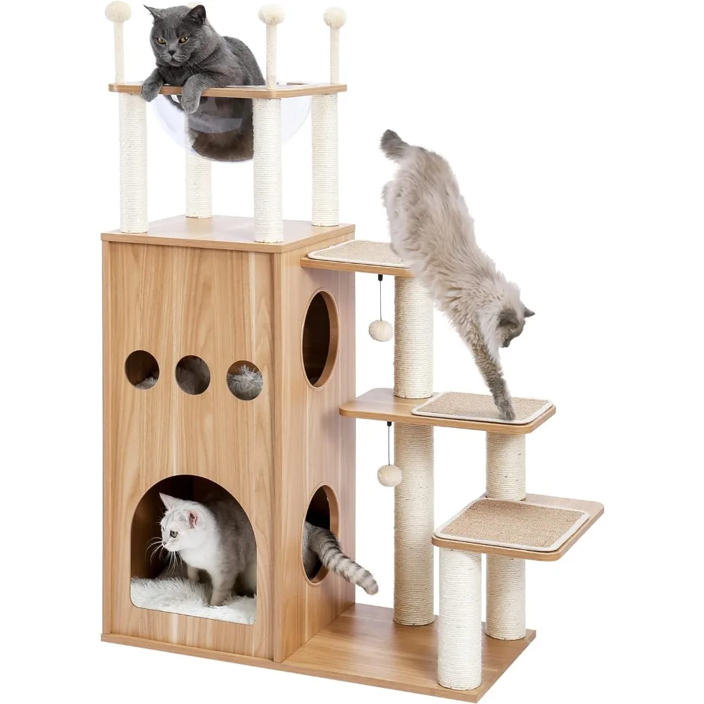 Modern wooden cat tower, suitable for large cats, heavy-duty, with scraper, suitable for indoor cats, 51 inch cat tower
Modern wooden cat tower, suitable for large cats, heavy-duty, with scraper, suitable for indoor cats, 51 inch cat tower
