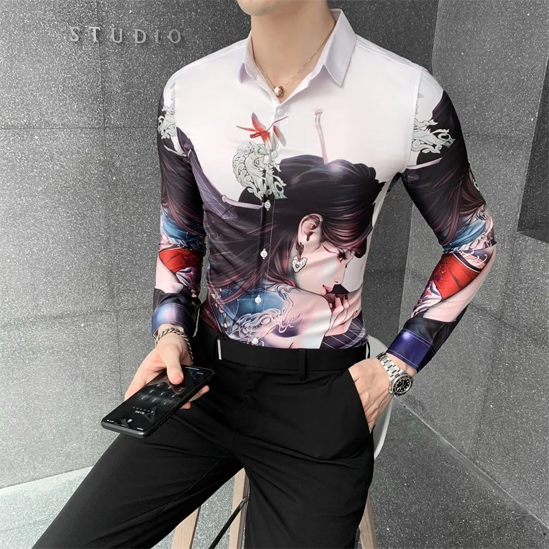 Mens Casual Vintage Beauty Printed Long Sleeve Luxury White Shirt 2023 New Trendyol Men Hawaiian Slim Fit Shirts Chemise Blanche
Mens Casual Vintage Beauty Printed Long Sleeve Luxury White Shirt 2023 New Trendyol Men Hawaiian Slim Fit Shirts Chemise Blanche