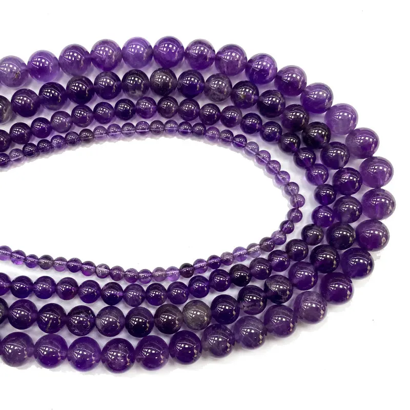 

Wholesale Purple Amethysts Round Natural Gem Stone Beads For Jewelry Making DIY Women's Bracelet Necklace Charms 6/8/10MM 15''