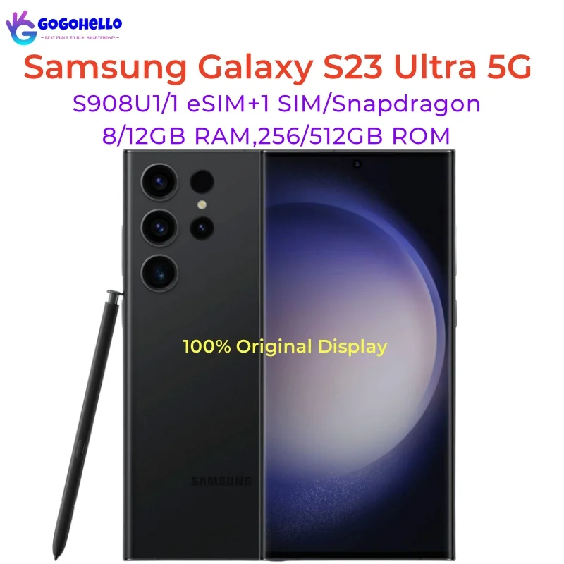 

Original Samsung Galaxy S23 Ultra 5G S918U1 Snapdragon 8 Gen 2 Octa Core 256GB/512GB ROM Unlocked Mobile Phone 6.8" 1 SIM+1eSIM