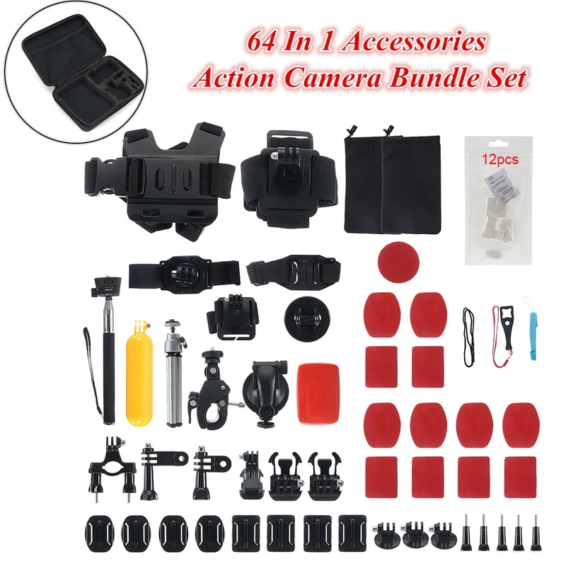 

Retail 64 In 1 Action Camera Accessories Set For Gopro Hero 9 8 7 5 4 Xiaomi DJI OSMO Action Camera Suitable For Outdoor Sports