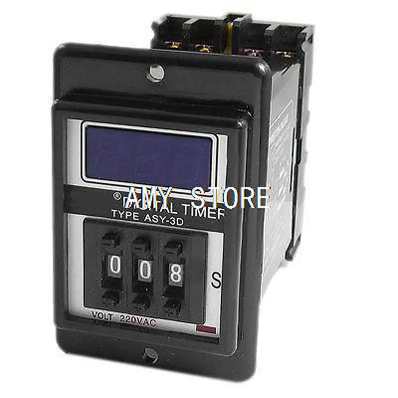 

ASY-3D AC 220V 2NO 2NC 8P 999 Seconds 999Sec 3-Digit Display Timer Relay w Base ASY-3D