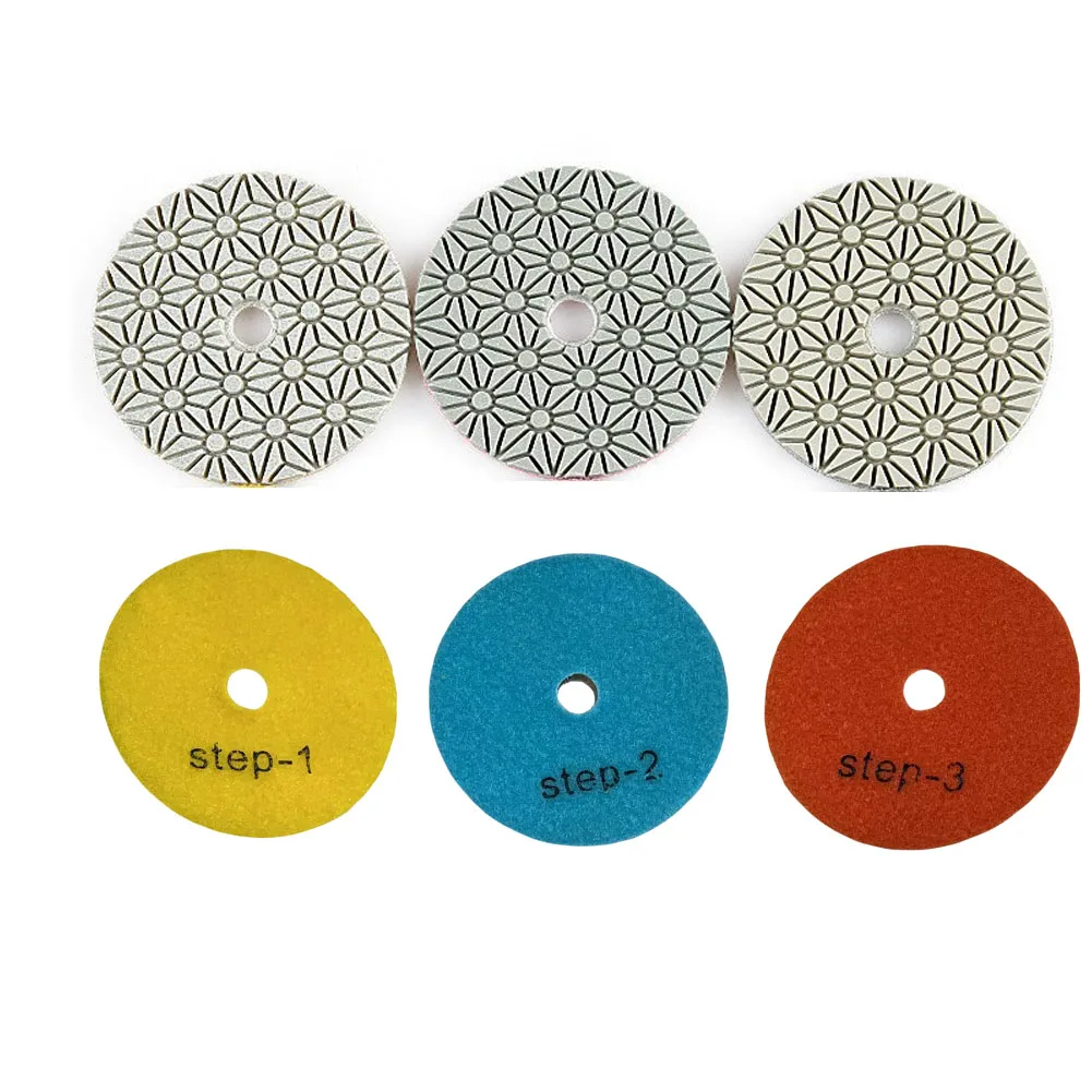 

1pcs 4 Inch 100mm Diamond 3 Step Polishing Pads Wet/Dry For Granite Stone Concrete Marble Polishing Use Grinding Discs