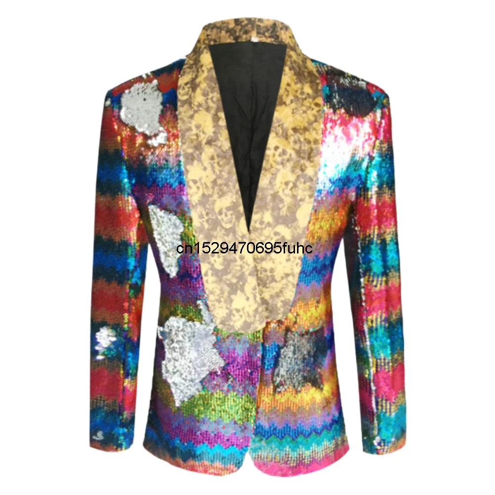 

Mens Sequin Performance Suit for Cross Border European and American Singers and Hosts Stage Costume Personalized Trendy Fashion