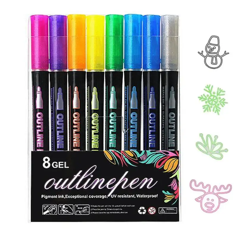 Metal Marker Pen Self-Outline Double Line Paint Markers Highly Pigmented Paint Pens Super Squiggles For Greeting Cards Drawing
Metal Marker Pen Self-Outline Double Line Paint Markers Highly Pigmented Paint Pens Super Squiggles For Greeting Cards Drawing