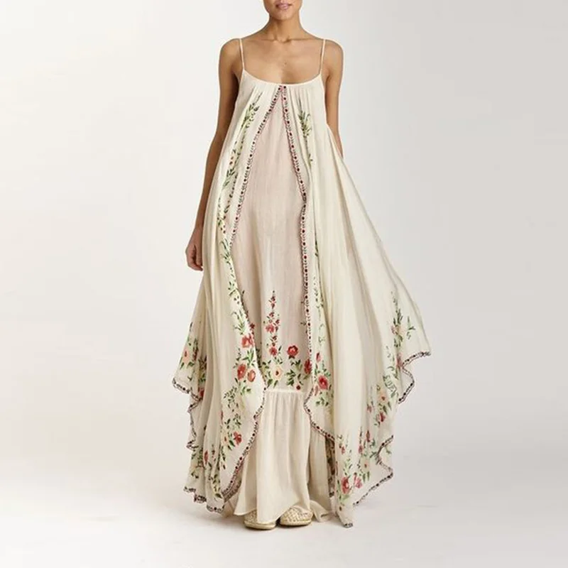 Vintage Sling Floral Print Women Maxi Dresses Casual Boho Sleeveless Elegant Long Dress Ladies Loose Irregular Beach Party Dress
Vintage Sling Floral Print Women Maxi Dresses Casual Boho Sleeveless Elegant Long Dress Ladies Loose Irregular Beach Party Dress