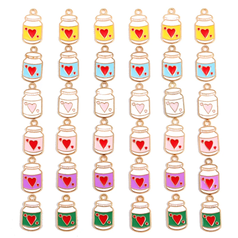 

15Pcs 17*10MM Cute Cartoon Drink Milk Bottle Love Enamel Drop Oil Alloy Pendant Fun Keychain Bracelet Jewelry Making Accessories