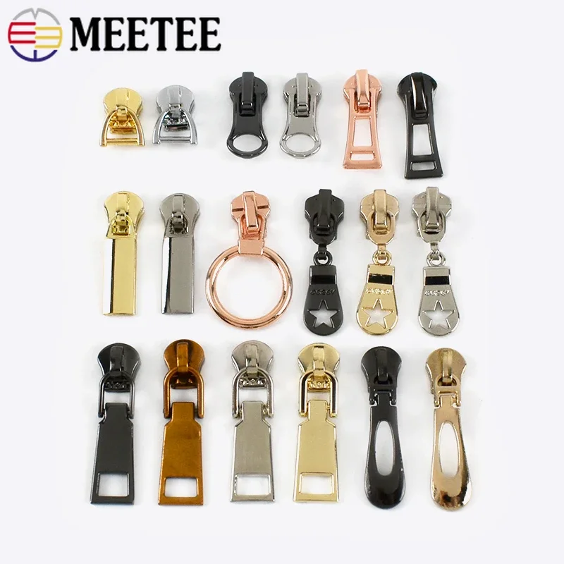 

10/20pcs Meetee Zipper Slider for 5# Sewing Metal Zippers DIY Zips Head Bag Pocket Wallet Repair Kits Replacement Tailor Tools