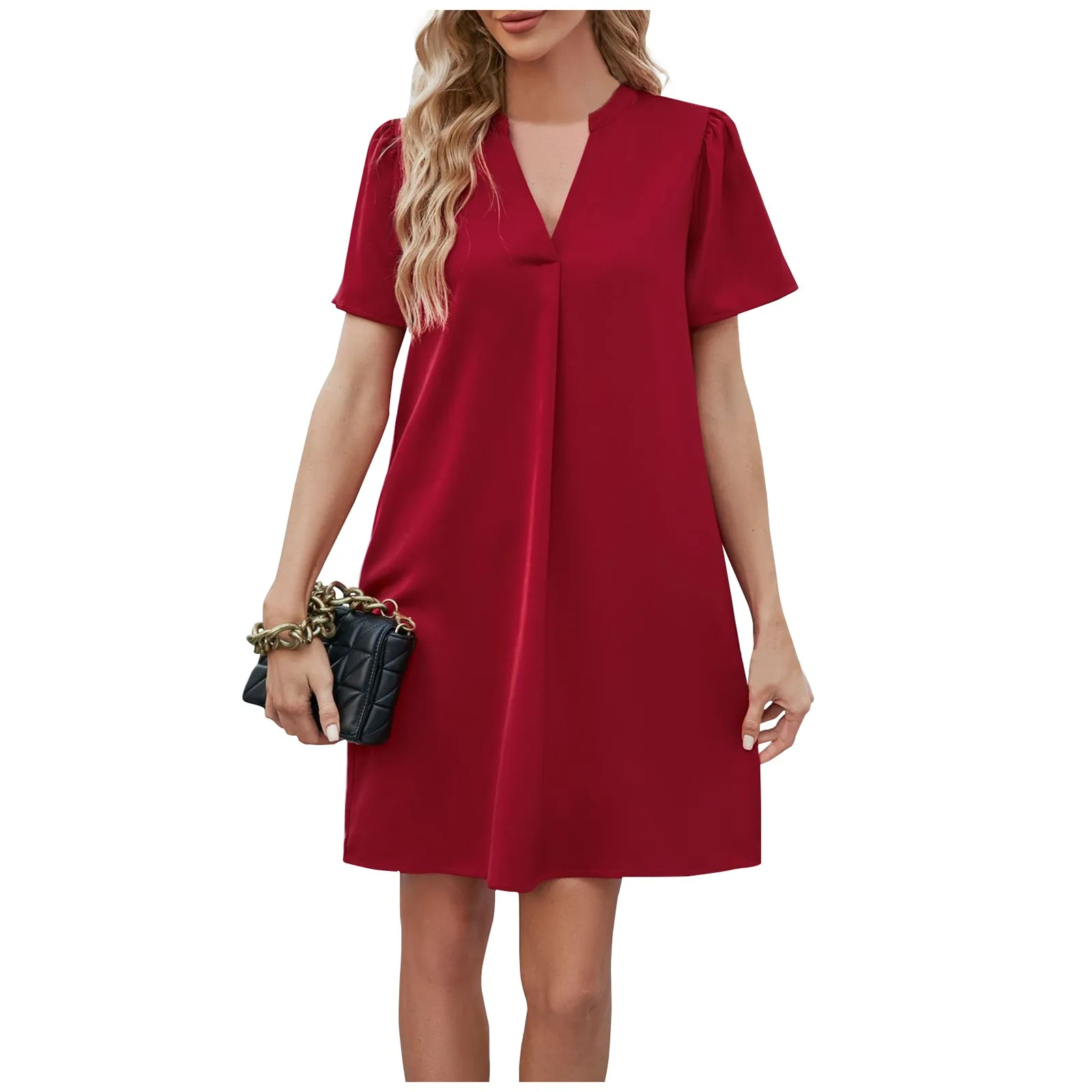 Women'S Dress Slim Fit Beach Clubs Dresses Solid Color V Neck Short Sleeve Summer Woman Stylish And Fashion Design Vestidos
Women'S Dress Slim Fit Beach Clubs Dresses Solid Color V Neck Short Sleeve Summer Woman Stylish And Fashion Design Vestidos