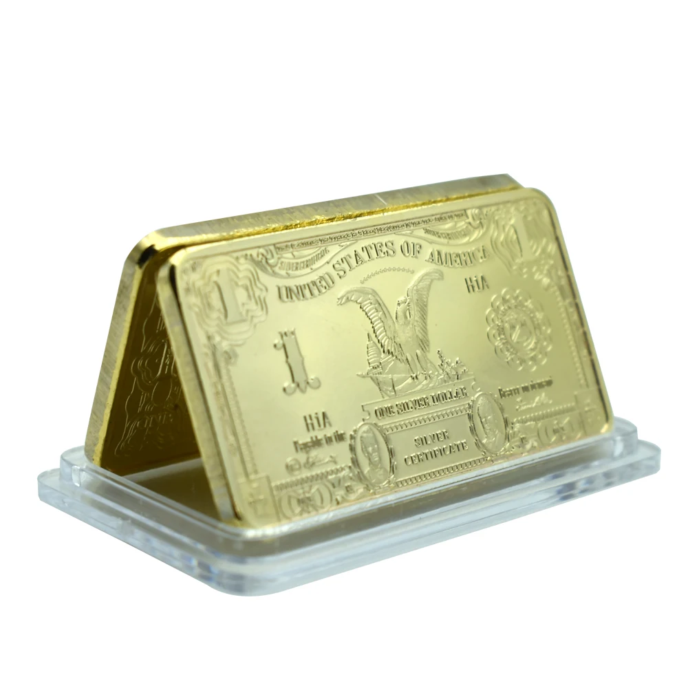 Holiday Gfit One Dollar Gold Bullion Gold Bar American Metal Coin Golden Bars USD with Plastic Case
Holiday Gfit One Dollar Gold Bullion Gold Bar American Metal Coin Golden Bars USD with Plastic Case
