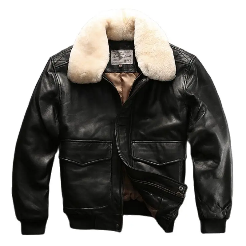 Free Shipping Cheap High Quality Pilot Coat Cotton Clothes Men's Wool Collar Leisure Plus Size Sheepskin Genuine Leather Jackets
Free Shipping Cheap High Quality Pilot Coat Cotton Clothes Men's Wool Collar Leisure Plus Size Sheepskin Genuine Leather Jackets