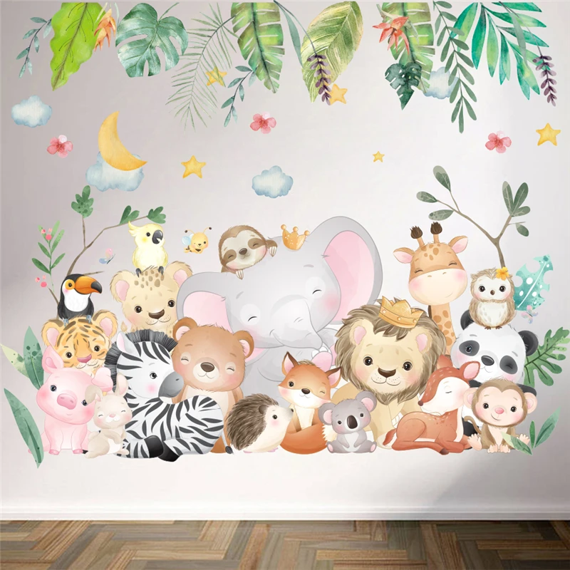 Cute Animals Party Wall Stickers For Kids Room Decoration Tiger Lion Giraffe Owl Safari Mural Art Diy Home Decals Pvc Posters
Cute Animals Party Wall Stickers For Kids Room Decoration Tiger Lion Giraffe Owl Safari Mural Art Diy Home Decals Pvc Posters