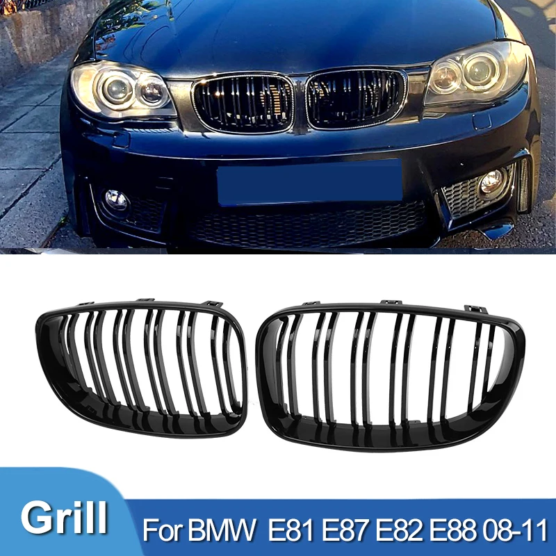 

Pulleco For BMW E81 E87 E82 E88 128I 130I 135I Car Front Bumper Kidney Grill Grille Racing Grills 07-11 ABS Grilles Gloss Black