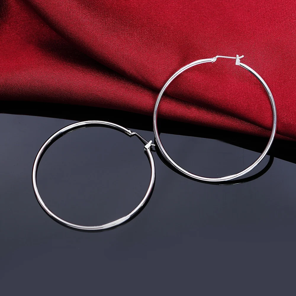 High Quality 925 Sterling Silver Charm 5CM Big Circle Hoop Earrings for Women Party Wedding Jewelry Fashion Christmas Gifts
High Quality 925 Sterling Silver Charm 5CM Big Circle Hoop Earrings for Women Party Wedding Jewelry Fashion Christmas Gifts