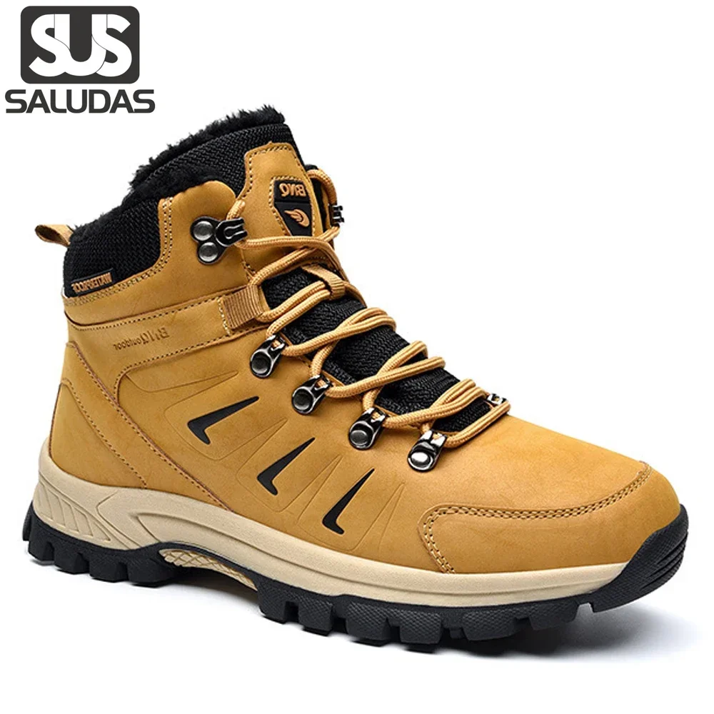 

SALUDAS Hiking Shoes Waterproof Climbing Sneakers High Top Plush Warm Snow Boots Winter Anti-skid And Wear Resistance Snow Boots