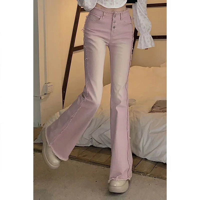 Джинсы-клеш Y2k 90-х годов, узкие розовые брюки-клеш для женщин, винтажные женские джинсы с заниженной талией, уличные длинные брюки
Джинсы-клеш Y2k 90-х годов, узкие розовые брюки-клеш для женщин, винтажные женские джинсы с заниженной талией, уличные длинные брюки