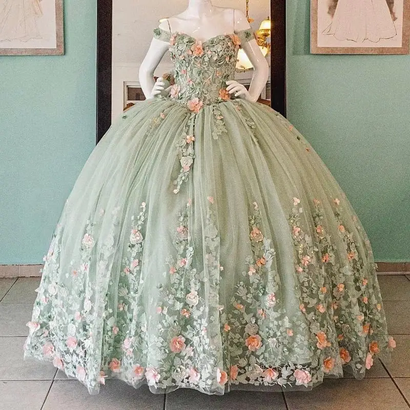 Sage Green Princess Quinceanera Dress Ball Gown Off The Shoulder Lace Applique Beading Tull Sweet 16 Vestido 15 De Años
Sage Green Princess Quinceanera Dress Ball Gown Off The Shoulder Lace Applique Beading Tull Sweet 16 Vestido 15 De Años