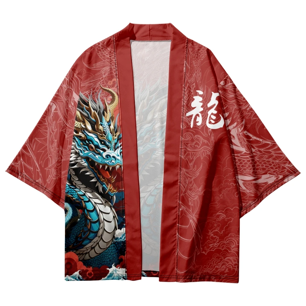 Fashion Japanese Cartoon Dragon Print Red Kimono Men Women Cardigan Cosplay Haori Oversized Coat Clothing
Fashion Japanese Cartoon Dragon Print Red Kimono Men Women Cardigan Cosplay Haori Oversized Coat Clothing