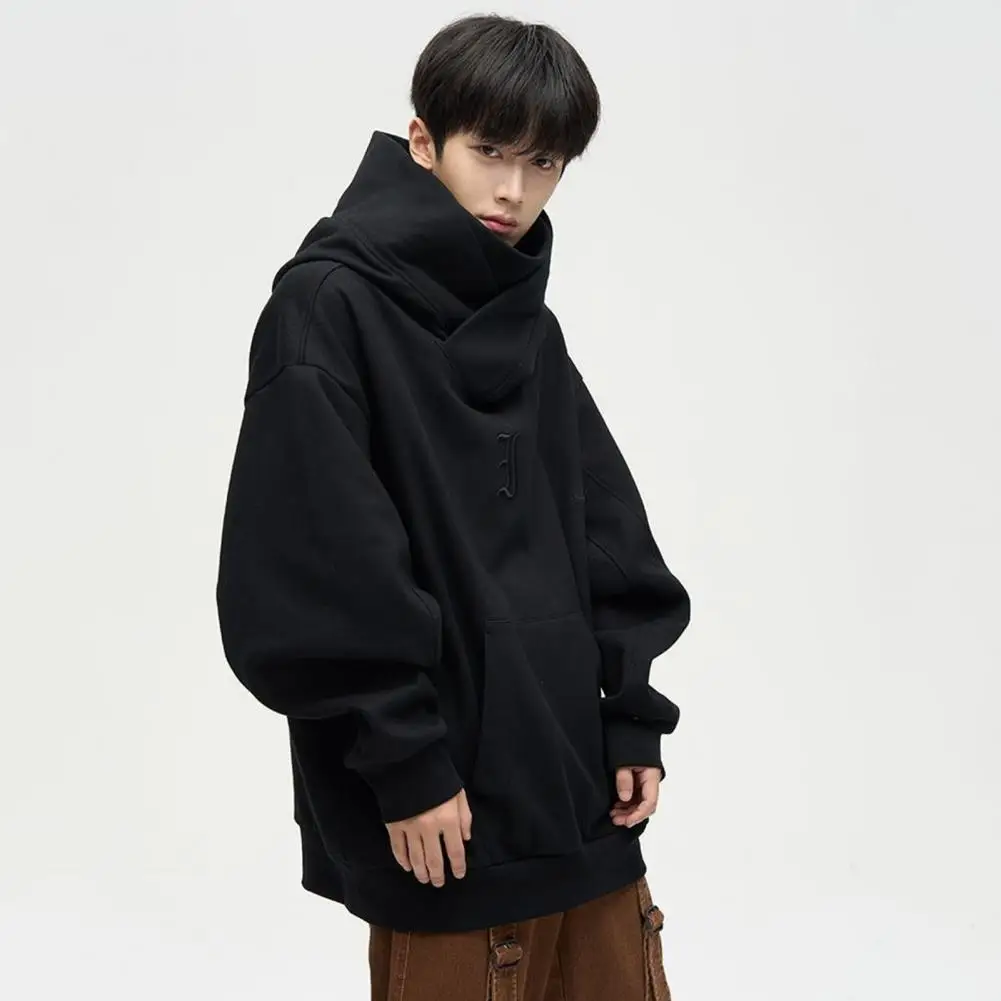 

Однотонная мужская толстовка в японском стиле Харадзюку, городская уличная одежда, мужская толстовка в стиле кибер-панк, стильный удобный Зимний пуловер