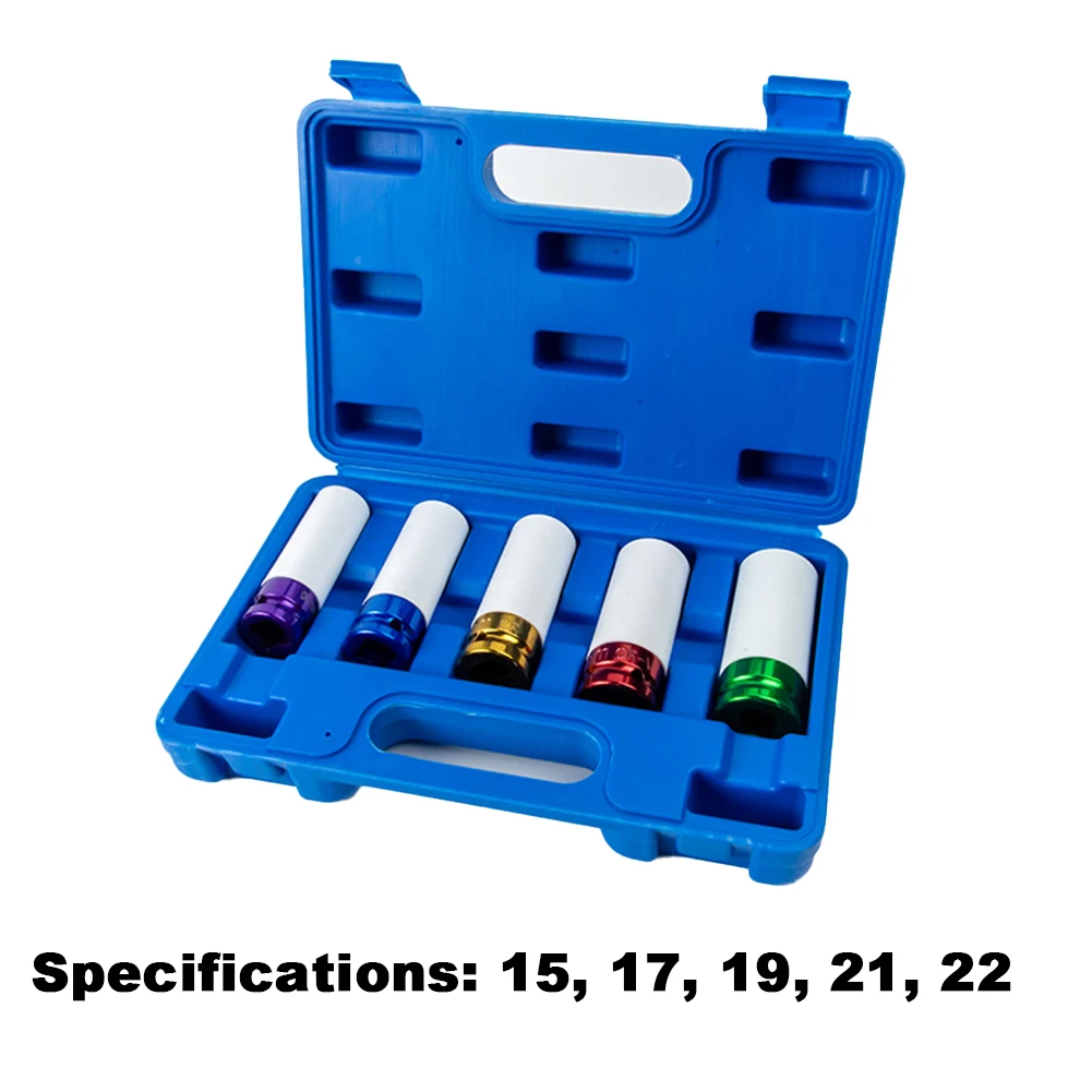 4/5Pcs 1/2" 15/17/19/21/22mm Tire Protection Sleeve Wall Deep Impact Wheel Nut Socket Set Auto Car Removal Tool
4/5Pcs 1/2" 15/17/19/21/22mm Tire Protection Sleeve Wall Deep Impact Wheel Nut Socket Set Auto Car Removal Tool