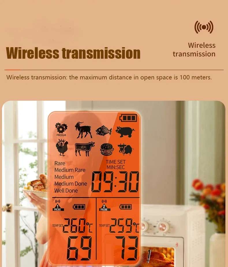 Temperature Oven Wireless Thermometer Meat Sensor Outdoor With Food Grill Kitchen Cooking Indoor Digital For
Temperature Oven Wireless Thermometer Meat Sensor Outdoor With Food Grill Kitchen Cooking Indoor Digital For