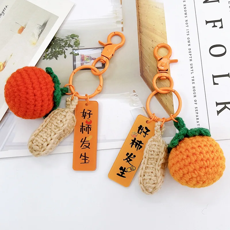 Creative Handmade Knitted Crochet Strawberry Orange Persimmon Food Kawaii Keychain Pendant Acrylic Tag Good Luck Plush Key Chain
Creative Handmade Knitted Crochet Strawberry Orange Persimmon Food Kawaii Keychain Pendant Acrylic Tag Good Luck Plush Key Chain